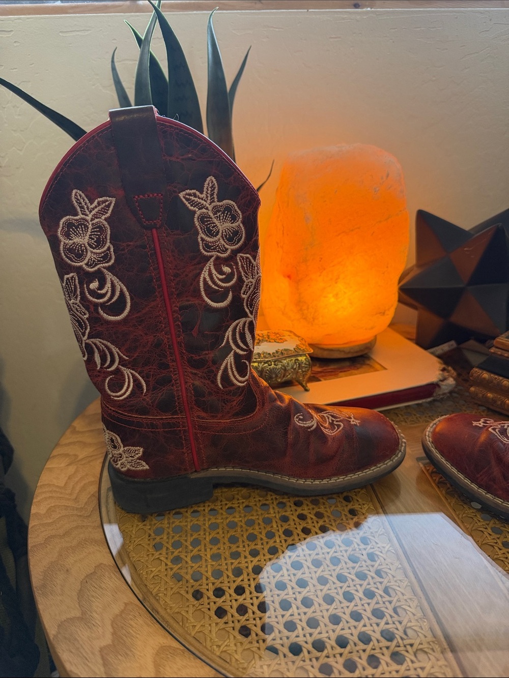 Girls Embroidered Western Cowboy Boots Leather Upper Youth 2 - Picture 6 of 9